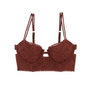 aerie Lace Longline Bra in Rust